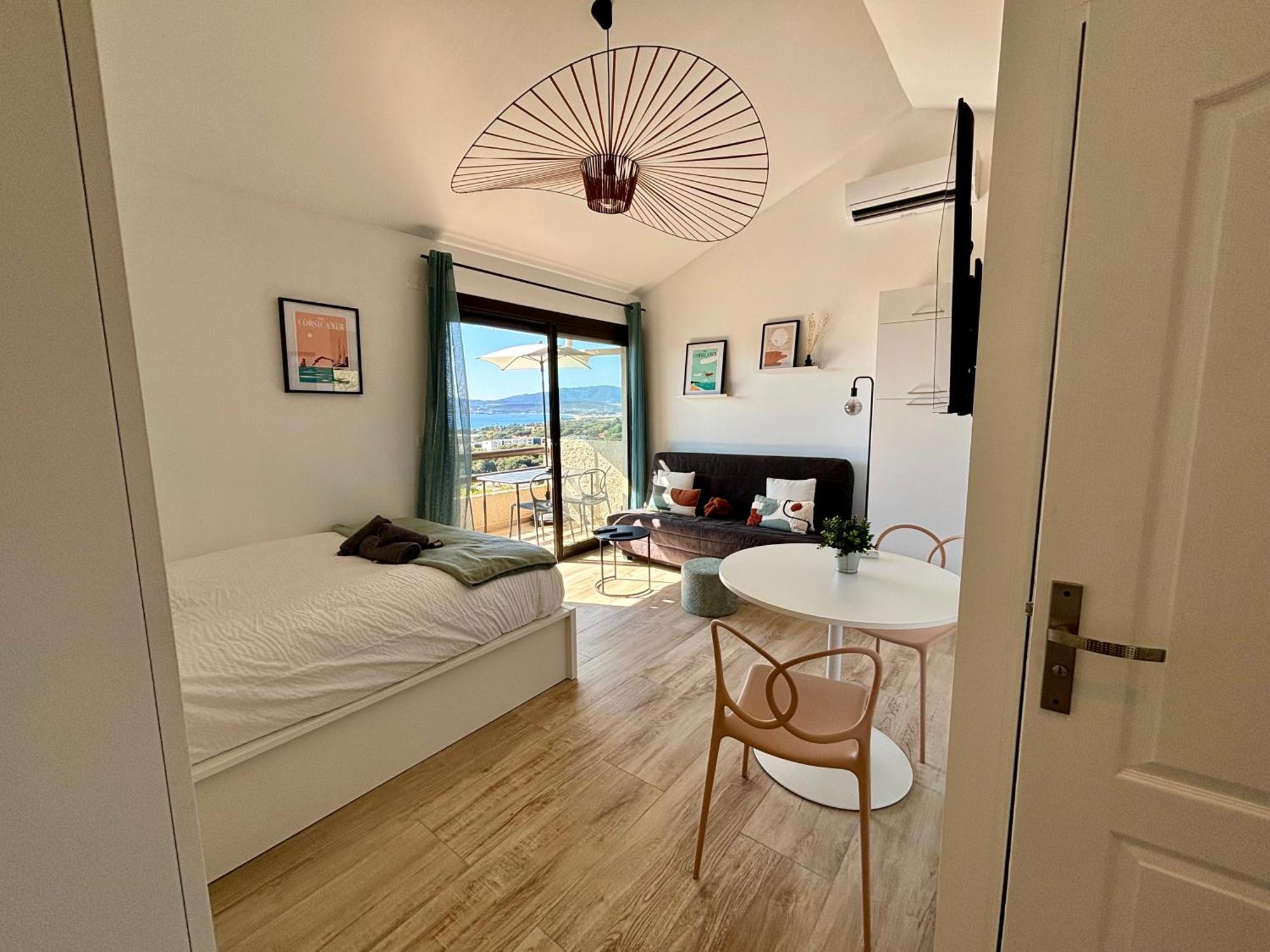 Studio Vue Mer A Porticcio Piscine Et Parking Zewnętrze zdjęcie